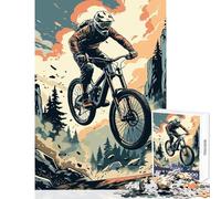 Puzzle da 1000 pezzi per adolescenti Mountain biker che salta da una scogliera Giocattolo Decorazione da parete Regali per donne e uomini per gioco educativo Migliora l'amore tra coppie38x52cm