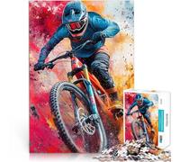 Puzzle da 1000 pezzi per adolescenti Mountain biker in azione giocattoli educativi per l'apprendimento Gioco educativo per compleanno e Natale 38x26cm
