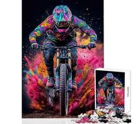 Puzzle da 1000 pezzi per adolescenti Mountain Biker in Color Blast Giocattolo educativo Regali di Babbo Natale segreto Gioco educativo Collezione di artisti,Belle arti Dimensioni 38x26cm