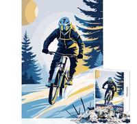 Puzzle da 1000 pezzi per adolescenti Mountain biker in paesaggio invernale Decorazione per la casa Giocattoli Regali di Babbo Natale segreto Gioco rompicapo Collezione di artisti Belle arti 38x26cm