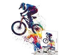Puzzle da 1000 pezzi per adolescenti Mountain biker in volo giocattoli antistress regalo di compleanno gioco rompicapo con poster abbinato e foglio di quiz dimensioni 38x52cm