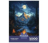 Puzzle Da 1000 Pezzi Per Adolescenti Mountain Campfire Camping Puzzle Per Adulti Giocattolo Decorazione Da Parete Analisi E Logica Aiutano L'esercizio Del Cervello 38x26cm/1000pcs
