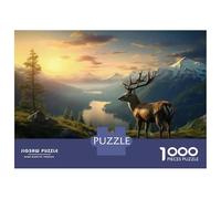 Puzzle Da 1000 Pezzi Per Adolescenti Mountain Majesty Deer in Scenic Landscape Puzzle Per Adulti Giocattolo Decorazione Da Parete Analisi E Logica Aiutano L'esercizio Del Cervello 70x50cm/1000pcs