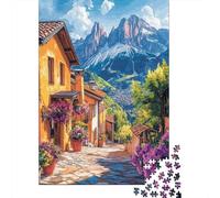Puzzle Da 1000 Pezzi Per Adolescenti Mountain Village Pathway with Flowers Puzzle Per Adulti Giochi Rilassanti Taglio Di Precisione Regali Unici Per Compleanni E Occasioni Speciali 70x50cm/1000pcs