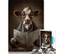 Puzzle da 1000 pezzi per adolescenti, mucca che legge il giornale, puzzle per adolescenti, gioco stimolante, ideale come regalo per tutta la famiglia (dimensioni 75x50cm)