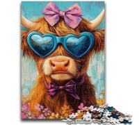 Puzzle da 1000 pezzi per adolescenti, mucca delle Highlands, impegnativo da completare ma divertente e umoristico, regalo di compleanno, regali, arte murale 50x75cm