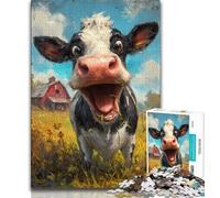Puzzle da 1000 pezzi per adolescenti Mucca felice, aiuta il cervello a esercitare giocattoli avvincenti per coltivare la pazienza Decorazione da parete 75x50cm