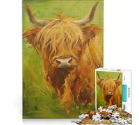 Puzzle da 1000 pezzi per adolescenti mucca Heffa marrone dipinta ad olio gioco divertente allena la mente e le mani migliora l'amore tra le coppie 38x26cm