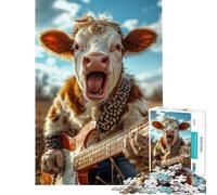 Puzzle da 1000 pezzi per adolescenti mucca rock star gioco pratico sfida per l'intelligenza giocattolo avvincente ottimo regalo per donne (dimensioni 38x26cm)