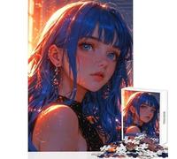 Puzzle da 1000 pezzi per adolescenti Musa dai capelli blu radiosa in luce eterea Giocattoli antistress Regali per donne Uomini Gioco educativo Sfida educativa Dimensioni 50x75cm