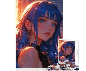 Puzzle da 1000 pezzi per adolescenti Musa dai capelli blu radiosa in luce eterea Giocattoli antistress Regali per donne Uomini Gioco educativo Sfida educativa Dimensioni 50x75cm