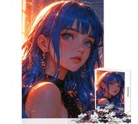 Puzzle da 1000 pezzi per adolescenti Musa radiosa dai capelli blu in un bagliore etereo Giocattolo educativo Regali di Babbo Natale segreto Gioco rompicapo Aiuta il cervello a esercitare 38x52cm