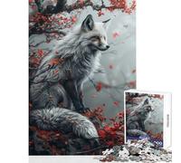 Puzzle da 1000 pezzi per adolescenti Mystic Kitsune Fox Giocattoli antistress Opera d'arte Regalo Gioco rompicapo con poster abbinato e foglio di quiz Dimensioni 50x75cm