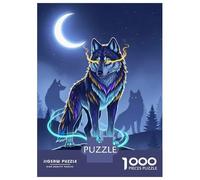 Puzzle Da 1000 Pezzi Per Adolescenti Mystical Wolf Pack Under Crescent Moon Puzzle Per Adulti Antistress Decorazione Per La Casa Difficile Da Completare 70x50cm/1000pcs