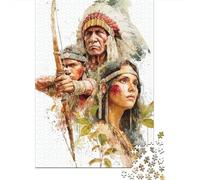 Puzzle Da 1000 Pezzi Per Adolescenti Native American Warrior Family Adolescenti Puzzle Giochi Rilassanti Difficili Regali Difficili Per Amici E Familiari 70x50cm/1000pcs