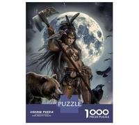 Puzzle Da 1000 Pezzi Per Adolescenti Native American Warrior Woman Art Print Puzzle Per Adulti Giocattolo Decorazione Da Parete Sfida Difficile Impegnativo Da Completare 70x50cm/1000pcs