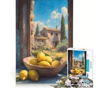 Puzzle da 1000 pezzi per adolescenti natura morta con limoni toscani alla finestra gioco divertente allena la mente e le mani migliora l'amore tra le coppie 50x75cm