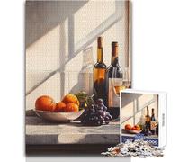 Puzzle da 1000 pezzi per adolescenti Natura morta con vino e frutta Rompicapo Giochi per famiglie Idee regalo per la decorazione della casa Dimensioni 38x52cm