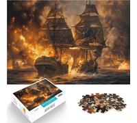 Puzzle da 1000 pezzi per adolescenti Nave pirata in battaglia Vacanza a casa: uccidere il tempo offerte come regali per tutta la famiglia 75x50cm