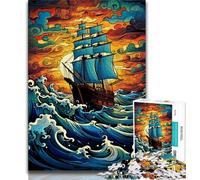 Puzzle da 1000 pezzi per adolescenti Nave pirata in mare Puzzle da 1000 pezzi per adulti e ragazzi regalo di compleanno regali per bambini dai 14 anni in su (26x38cm)
