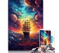 Puzzle da 1000 pezzi per adolescenti, nave pirata nell'universo, puzzle per adolescenti, gioco a quiz, decorazione da parete, regali unici per compleanno e Natale, 50x75cm