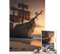 Puzzle da 1000 pezzi per adolescenti nave pirata paesaggio giocattolo decorazione da parete opera d'arte regalo giochi rilassanti con pezzi completamente interconnessi di forma casuale 50x75cm