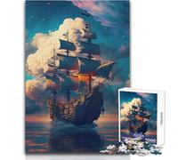 Puzzle da 1000 pezzi per adolescenti, nave pirata, rilassante, dolce svago, taglio fine e liscio, giocattolo artigianale, dimensioni 50x75cm
