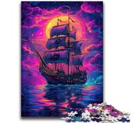 Puzzle da 1000 pezzi per adolescenti, nave pirata, sfida difficile, antistress, regalo per tutta la famiglia, 26x38cm