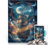 Puzzle da 1000 pezzi per adolescenti Nave pirata sotto le stelle Allena il tuo cervello e le tue mani Regalo di compleanno, regali, arte murale 52x38cm