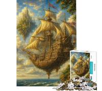 Puzzle da 1000 pezzi per adolescenti nave volante fantasy con isole galleggianti puzzle per adulti gioco rilassante sfida impegnativa regalo di Natale o compleanno (dimensioni 38x52cm)