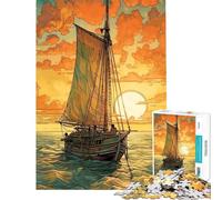 Puzzle da 1000 pezzi per adolescenti "Navigazione verso il tramonto" Puzzle per adulti Gioco rompicapo Taglio di precisione Regalo di compleanno e unico (Dimensioni 50x75cm)