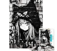 Puzzle da 1000 pezzi per adolescenti Nekomimi Graffiti Puzzle nero per adulti Giochi divertenti Regali per donne Gioco stimolante Regali (Dimensioni 38x52cm)