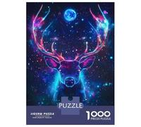 Puzzle Da 1000 Pezzi Per Adolescenti Neon Deer in Space Cosmic Nature Puzzle Per Adulti Giochi Rilassanti Regalo Di Compleanno Regali Per Amici E Familiari 52x38cm/1000pcs