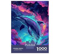 Puzzle Da 1000 Pezzi Per Adolescenti Neon Dolphin Wall Art Print-2 Puzzle Giochi Divertenti Corsa Di Velocità Manuale Regali Unici Per Compleanno 52x38cm/1000pcs