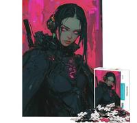 Puzzle da 1000 pezzi per adolescenti Neon Enforcer - Ragazza Cyberpunk con cuffie Gioco rilassante Gioco educativo Sfida Giocattolo Regalo di compleanno Migliora la memoria (Dimensioni 75x50cm)