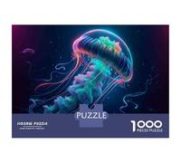 Puzzle Da 1000 Pezzi Per Adolescenti Neon Jellyfish Art Print Puzzle Giochi Rilassanti Ma Divertenti E Spiritosi Regalo Di Compleanno, Regali, 70x50cm/1000pcs
