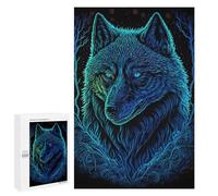 Puzzle da 1000 pezzi, per adolescenti, neon, lupo, ritratto, puzzle, per adulti, gioco di pensiero, allenamento della memoria, interazione genitore-figlio, 1000 pezzi