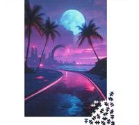 Puzzle Da 1000 Pezzi Per Adolescenti Neon Palm Tree Sunset Puzzle Antistress Giocattolo Decorazione Per La Casa Gioco Stimolante Regali 52x38cm/1000pcs