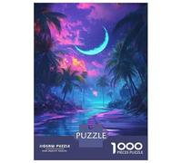 Puzzle Da 1000 Pezzi Per Adolescenti Neon Palm Trees Night Scene-1 Puzzle Antistress Giocattolo Decorazione Per La Casa Gioco Stimolante Regali 52x38cm/1000pcs