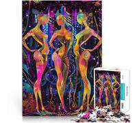 Puzzle da 1000 pezzi per adolescenti Neon Radiance - Le tre muse in un bagliore futuristico Gioco di famiglia per e Opera d'arte 38x26cm