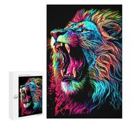 Puzzle da 1000 pezzi per adolescenti Neon Roaring Lion Art Print Puzzles per adulti Gioco di pensiero, allenamento della memoria, interazione genitore-figlio, 1000 pezzi