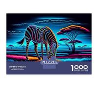 Puzzle Da 1000 Pezzi Per Adolescenti Neon Zebra Art Print Puzzle Per Adulti Gioco Pratico Sfida Difficile Sfida Educativa 38x26cm/1000pcs