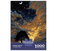 Puzzle Da 1000 Pezzi Per Adolescenti Night Sky Tree with Golden Clouds Puzzle Per Adulti Giocattolo Decorazione Da Parete Per Divertimento in Famiglia Gioco Stimolante Regali 52x38cm/1000pcs