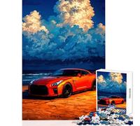 Puzzle da 1000 pezzi per adolescenti Nissan GT-R sulla spiaggia giocattolo decorazione da parete opera d'arte regalo gioco pratico aiuta a esercitare il cervello dimensioni 38x26cm