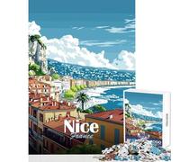 Puzzle da 1000 pezzi per adolescenti Nizza paesaggio urbano in Francia fai da te giocattoli regali di Babbo Natale segreto gioco educativo per compleanno Natale dimensioni 50x75cm