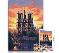 Puzzle da 1000 pezzi per adolescenti Notre Dame Pixel Art Gioco di sfida unico Giocattolo educativo con taglio di precisione Dimensioni 38x26cm