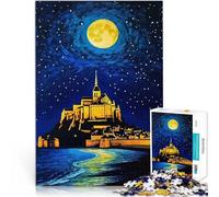 Puzzle da 1000 pezzi per adolescenti Notte di Mont Saint-Michel Allena il tuo cervello e le tue mani Gioco educativo per compleanno e Natale 75x50cm