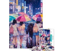 Puzzle da 1000 pezzi per adolescenti Notte piovosa a Tokyo puzzle per adulti gioco interattivo decorazione da parete compleanno e Natale (dimensioni 38x26cm)