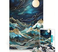 Puzzle da 1000 pezzi per adolescenti Notte stellata cime illuminate dalla luna giocattolo decorativo da parete regalo di compleanno per rafforzare l'amore tra le coppie 38x52cm