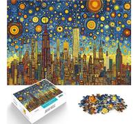 Puzzle da 1000 pezzi per adolescenti Notte stellata di New York Gioco impegnativo e gioco in famiglia Gioco educativo per compleanno e Natale 52x38cm